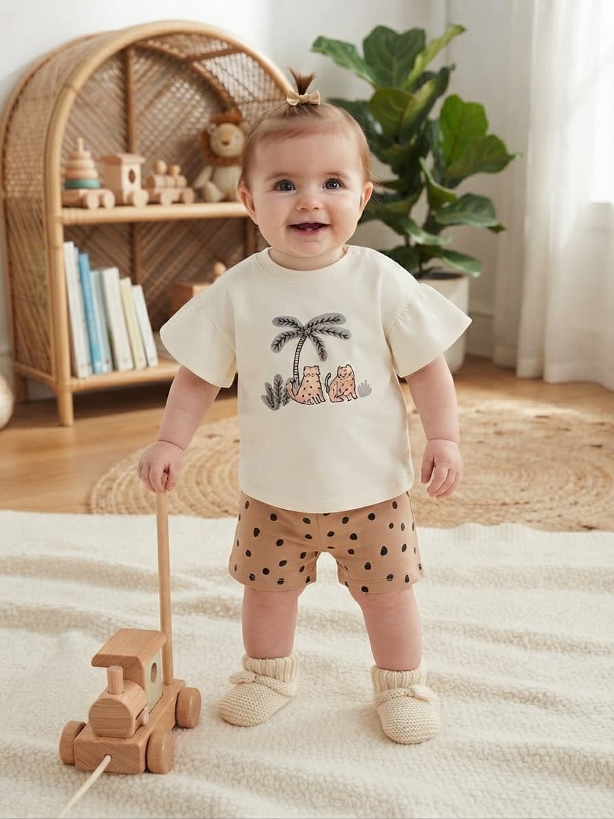 2-piece cotton knit girls' set