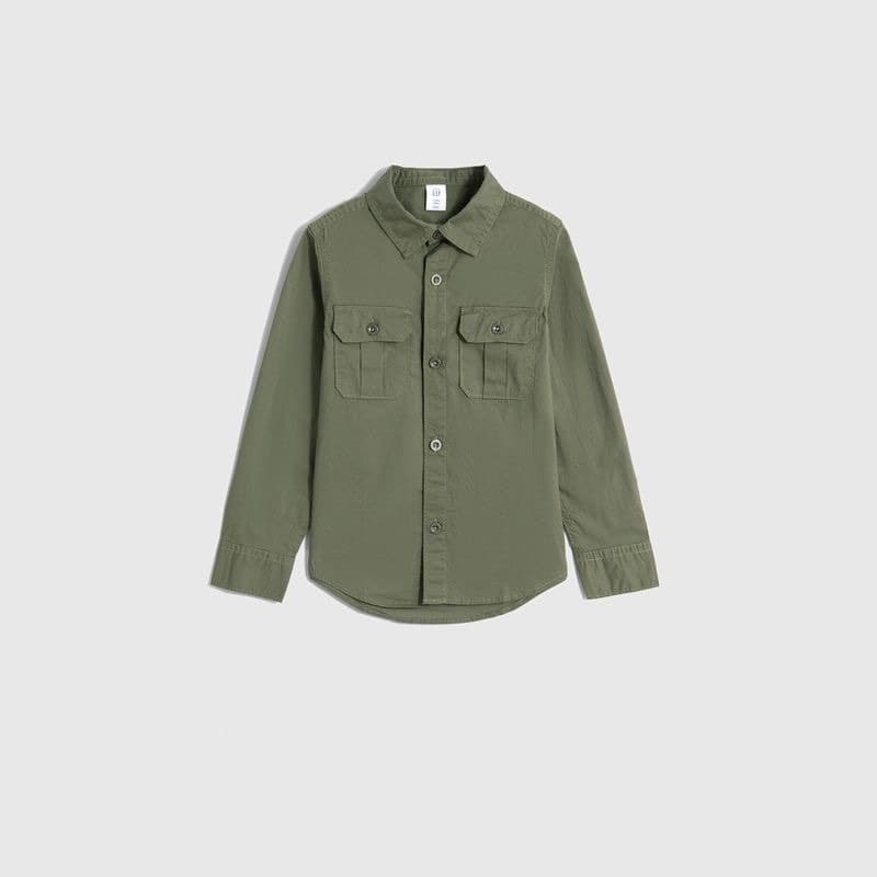 Cotton long-sleeved shirt green