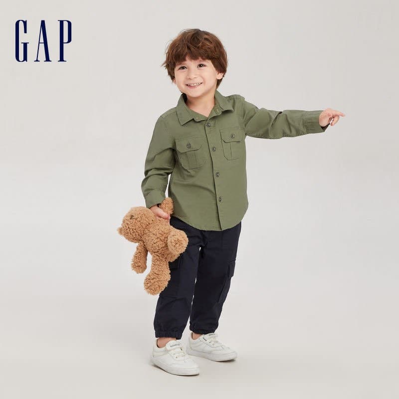Cotton long-sleeved shirt green