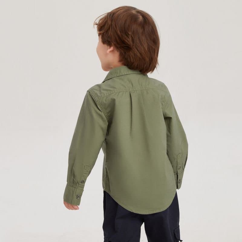 Cotton long-sleeved shirt green